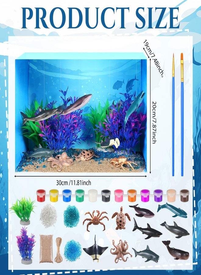 Silipull 23 Pcs Ocean Diorama Kit Under The Sea Animal Figure Realistic Ocean Animal Figurines Including Shark, Whale, Corals Artificial Coral Seagrass with a Gift Box for Birthday Party Decorations - Image 3